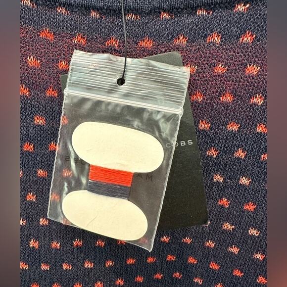 🆕 MARC JACOBS | Navy & Red Striped Polka Dot Metallic Lightweight Top | Small - Picture 5 of 7